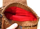 Custom Made Deer Skin Gun Sleeve, Leather Fringed, Western Style, Painted Bead Motif - 7 of 8