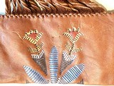 Custom Made Deer Skin Gun Sleeve, Leather Fringed, Western Style, Painted Bead Motif - 4 of 8