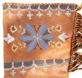 Custom Made Deer Skin Gun Sleeve, Leather Fringed, Western Style, Painted Bead Motif - 5 of 8