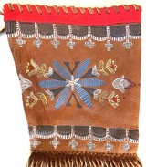 Custom Made Deerskin Gun Sleeve, Leather Fringed, Western Style, Painted Bead Motif - 5 of 8