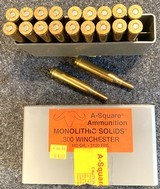 300 Winchester Magnum Ammo from A Square, 180 Grain Monolithic Solid Bullets - 1 of 1