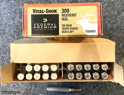 300 Weatherby Magnum Federal Ammo, 180 Grain Trophy Bonded Bear Claw