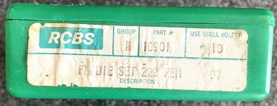 222 Remington RCBS Reloading Dies With Shell Holder