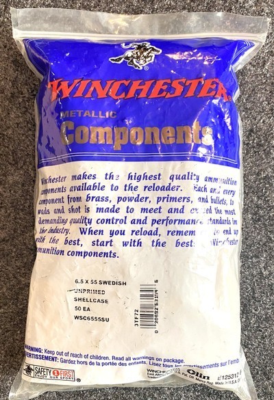 Winchester, New Unopened, 6.5X55 Swedish Mauser Brass. 50 Count Bag