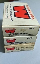 Three Boxes Winchester Western 45-70 Unprimed Cartridge Cases - New - Brass - 1 of 1