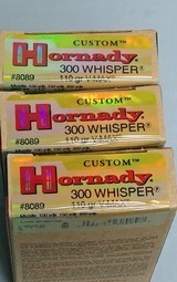 Three boxes of Hornady Custom 300 Whisper 110 Grain V-Max Cartridges - 60 total - 2 of 3