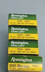 Four Full Factory Boxes of Remington 300 Savage 150 Grain Core-Lokt PSP Cartridges - 80 Total - 1 of 2