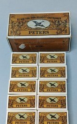 Brick of Peters 22 Long Rifle High Velocity Cartridges - 500 Rounds
10 boxes of 50 each - 1 of 2