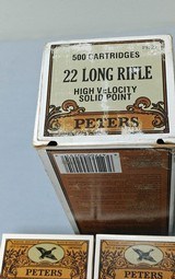 Brick of Peters 22 Long Rifle High Velocity Cartridges - 500 Rounds
10 boxes of 50 each - 2 of 2