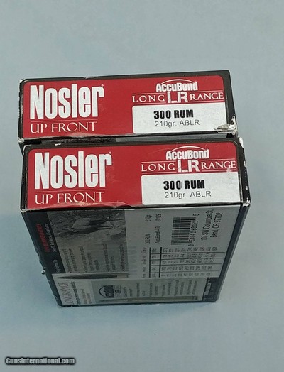 Two Boxes of Nosler Trophy Grade 300 RUM Remington Ultra Magnum 210 Grain ABLR AccuBond Long Range