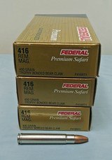 Federal Premium Safari 416 Remington Magnum 400 Grain Trophy Bonded Bear Claw (52 rounds and 7 brass)