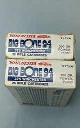 Two Full Boxes of Winchester 375 Big Bore 200 Grain Ammo - 2 of 3