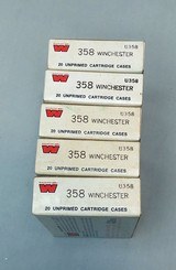 Five Boxes of Factory Winchester 358 Win Brass - New Old Stock