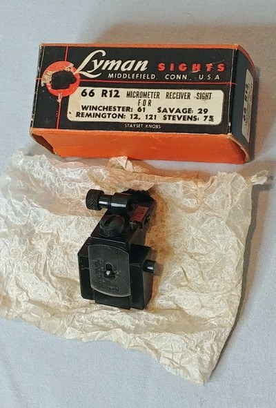 Lyman 66 R12 Micrometer Rear Sight - Winchester 61, Remington 12 121, Savage 29, Stevens 75 - New Old Stock
