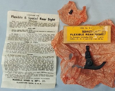Marbles R6 Rear Peep Sight in Original Box with Instruction Paper and Screw.For Remington Model 8 and Model 81.New old stock.