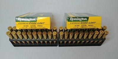Two Boxes Remington 338 Win Mag Express Core-Lokt 225 PSP Ammo