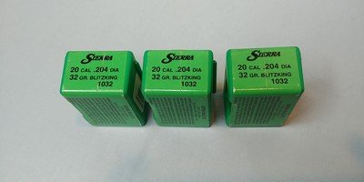 3 Boxes Sierra 20 Cal .204 32 Grain BlitzKing Bullets #1031 - 300 Total