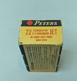 Peters 22 Remington Jet C-F Magnum 40 Grain Soft Point Ammo - Full Box of 50 Rounds - Image 2 of 3