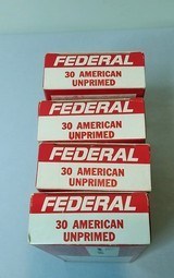 Four Boxes of Federal 30 American Unprimed Brass - Never Fired - New Old Stock