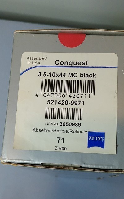 Carl Zeiss Conquest 3.5-10x44 MC Matte Scope w/ Rapid-Z 600 Reticle in Box - Image 13 of 14