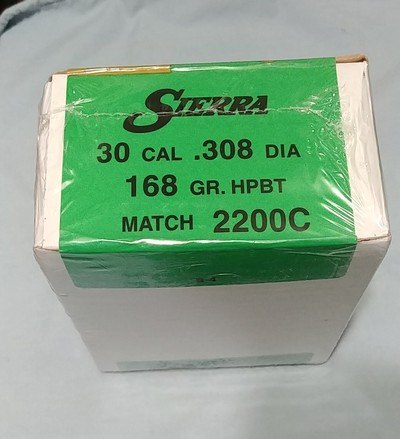 500 Sierra MatchKing 30 Cal .308 168 Grain Hollow-Point Boat-Tail HPBT Match Bullets - 2200C - Sealed Box - Image 1 of 2