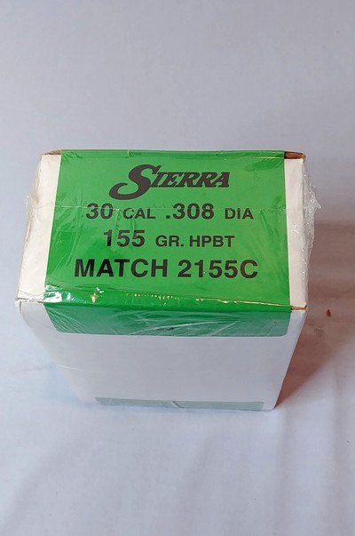 500 Sierra MatchKing 30 Cal .308 155 Grain Hollow-Point Boat-Tail HPBT Match Bullets - 2155C - Sealed Box.   - Image 1 of 2