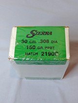 500 Sierra MatchKing 30 Cal .308 150 Grain Hollow-Point Boat-Tail HPBT Match Bullets - 2190C - Sealed Box - Image 1 of 2