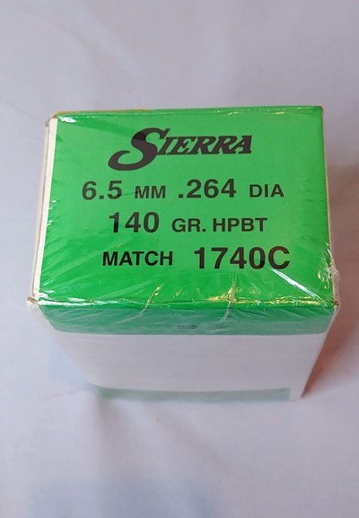 500 Sierra MatchKing 6.5mm  .264 140 Grain Hollow-Point Boat-Tail HPBT Match Bullets - 1740C - Sealed Box - Image 1 of 2