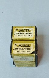 Two Boxes of Nosler 300 Mag 180 Grain Partition Bullets - Image 1 of 3
