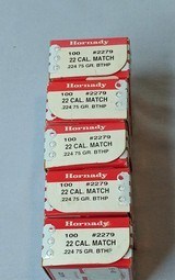 Five Sealed Boxes of Hornady 22 Caliber Match .224 75 Grain Boat-Tail Hollow-Point Bullets - 100 per box - Image 1 of 1