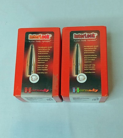 Two Factory Sealed Boxes Hornady 8mm Interlock 150 Grain Soft-Point - Spitzer Flat Base - Image 2 of 3