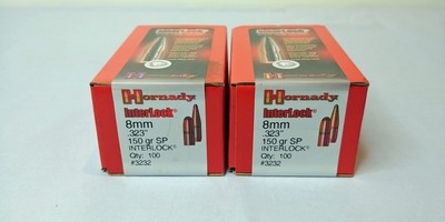 Two Factory Sealed Boxes Hornady 8mm Interlock 150 Grain Soft-Point - Spitzer Flat Base - Image 1 of 3