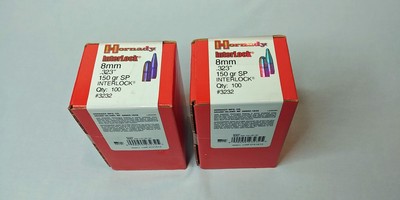 Two Factory Sealed Boxes Hornady 8mm Interlock 150 Grain Soft-Point - Spitzer Flat Base - Image 3 of 3