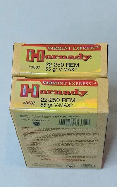 Hornady Varmint Express 22-250 Rem 55 Grain V-MAX Polymer Tip - Two Full Boxes - Image 1 of 3