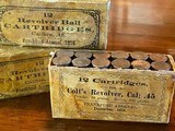 Frankford Arsenal COLT .45 Ammo. Dec 1873
Rare 12 pack. Benet primed SAA - 13 of 15