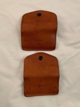 Revolver leather ammo pouch-pocket or belt carry-holds 6 large caliber rounds - 3 of 4