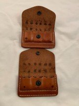 Revolver leather ammo pouch-pocket or belt carry-holds 6 large caliber rounds - 2 of 4