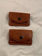 Revolver leather ammo pouch-pocket or belt carry-holds 6 large caliber rounds