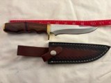 New Uncarried 10.75 in. Custom Handmade Bowie Knife-Finger Grooved Walnut Handle & Brass Bolsters - 1 of 1