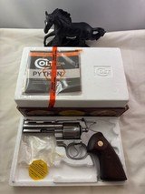 Display Quality Classis Python for Collectors -1989 Stainless 4 in. Colt Python w/2 sets of grips, Box & Docs - 3 of 18