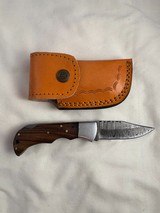 NEW Handmade Custom Folding Damascus Pocket Knife 6.75 in Open with Leather Sheath