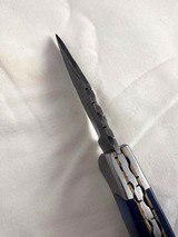 NEW 7 inch Custom Handmade Damascus Folding Pocket Knife with Leather Sheath - 5 of 6