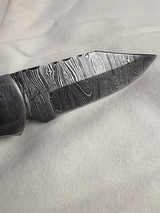 NEW 7 in. Folding Custom Handmade DAMASCUS with Bone & Wood Handle - 3 of 6