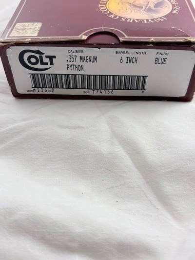 1989 Colt Royal Blue 6 in. Python in box-collector condition - Image 15 of 16