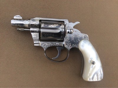 1 OF 1 ENGRAVED 1950 Nickel Colt Detective Special .38-Mother of Pearl-Custom Colt Presentation Case - Image 7 of 13