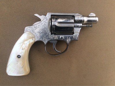 1 OF 1 ENGRAVED 1950 Nickel Colt Detective Special .38-Mother of Pearl-Custom Colt Presentation Case - Image 8 of 13