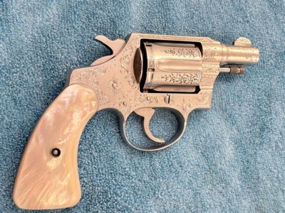 1 OF 1 ENGRAVED 1950 Nickel Colt Detective Special .38-Mother of Pearl-Custom Colt Presentation Case - Image 13 of 13