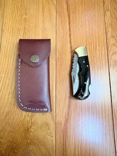 NEW Folding Handmade DAMASCUS Pocket Knife-7 inch overall length - Image 1 of 9