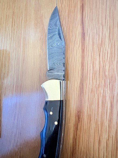 NEW Folding Handmade DAMASCUS Pocket Knife-7 inch overall length - Image 5 of 9