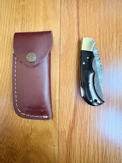 NEW Folding Handmade DAMASCUS Pocket Knife-7 inch overall length - Image 2 of 9